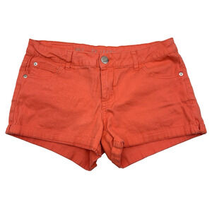 Ocean Pacific OP Jeans Hot Coral Pink Low Rise Stretch Denim Shorts Jr 7 29x3"